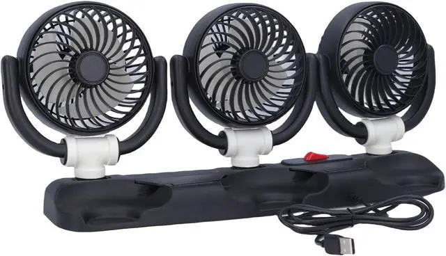 Alt view image 5 of 7 - 3 Heads Car Fan USB Adjustable Speed Foldable Portable Cooling Fan with Phone Holder Compatible with Vehicles Cars Trucks SUVs