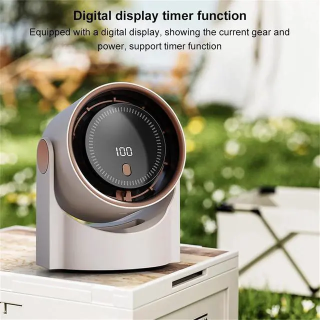 Alt view image 4 of 6 - Handheld Fan, 100 Level Portable Bladeless Fan USB Rechargeable High-Speed Circulating Electric Personal For Camping Hiking,for Outdoors/Travel/Camping(Gray)