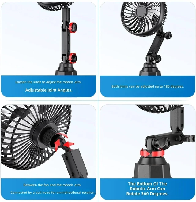 Alt view image 6 of 7 - Portable 5V Car USB Powered Fan for Cup Holder Portable 360 Degree Rotation Low Noise 3 Speed Adjustable Cooling Fan