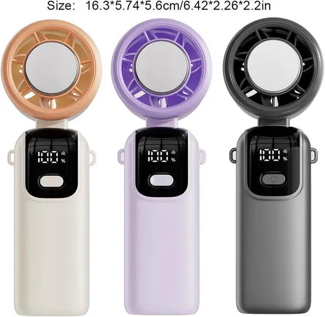 Alt view image 2 of 7 - Handheld Fan, Cooling fan, Handheld Fan with LED Display 5 Speeds 4000mAh USB,for Outdoors/Travel/Camping(Gray)