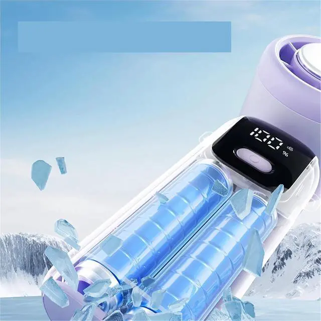 Alt view image 4 of 7 - Handheld Fan, Cooling fan, Handheld Fan with LED Display 5 Speeds 4000mAh USB,for Outdoors/Travel/Camping(Gray)