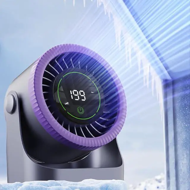 Alt view image 4 of 7 - USB Powered Desktop Fan with 1.5H Quickly Charging and Strong Vortexes Wind for Workspaces Type C Rechargeable Fan