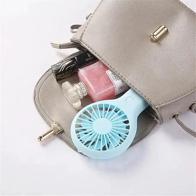 Alt view image 4 of 4 - Handheld Fan, 2Pcs Small Handheld Fan Mini Rechargeable USB Pocket Student Office Desktop Portable,for Outdoors/Travel/Camping(Green)