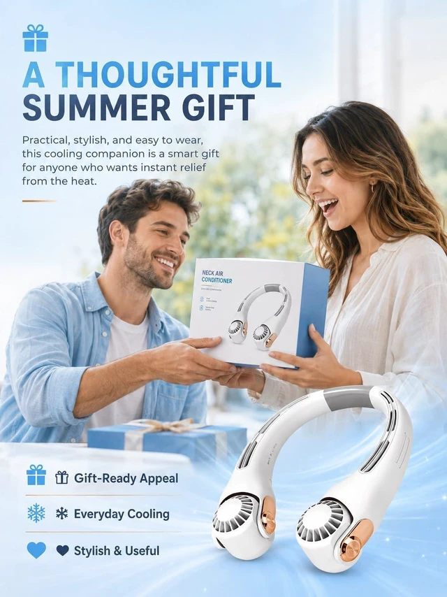 Alt view image 7 of 7 - Neck Air Conditioner Fan, Portable Neck Around Fan Blow Cold Air Rechargeable, Long Battery Life Hands Free Wearable Wind Cooler, Personal Quiet Cooling Equipment Indoor Office