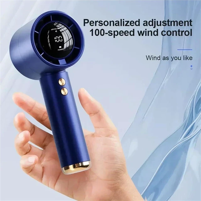 Alt view image 2 of 4 - Handheld Fan, Portable Turbo Cooling Fan Adjustable, High-Velocity Handheld Mini with,for Outdoors/Travel/Camping(Blue)