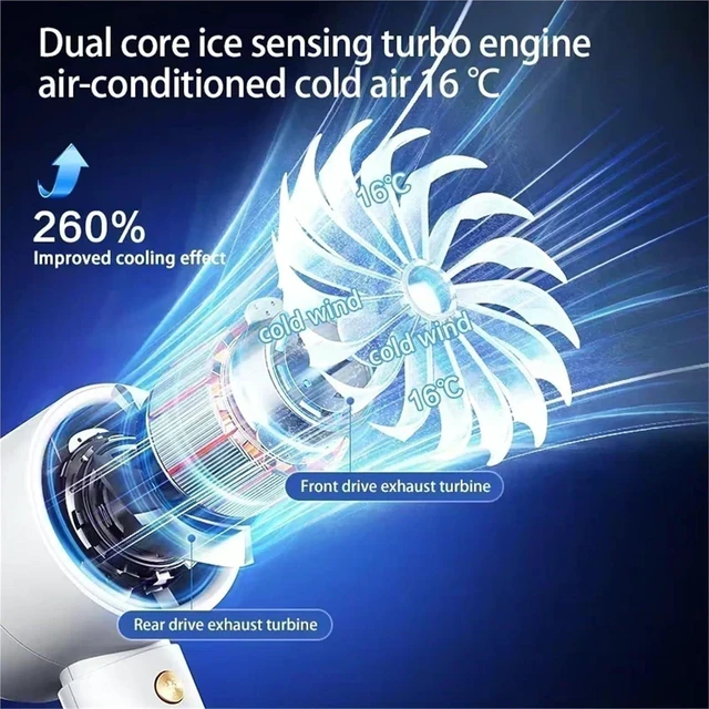 Alt view image 4 of 4 - Handheld Fan, Portable Turbo Cooling Fan Adjustable, High-Velocity Handheld Mini with,for Outdoors/Travel/Camping(Blue)