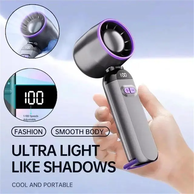 Alt view image 2 of 5 - Handheld Fan, Handheld Mini Fan 3000mAh Foldable Portable Student Classroom 5-Speed USB,for Outdoors/Travel/Camping(Gray)