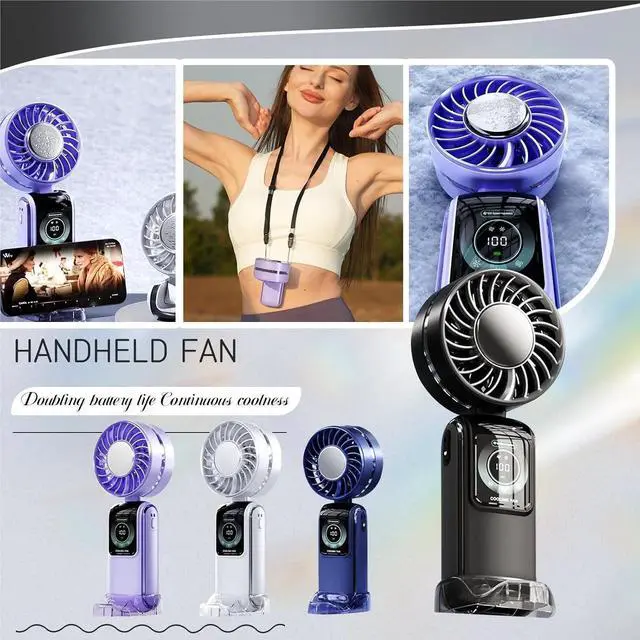 Alt view image 3 of 4 - Handheld Fan, Ice Pack High-speed Fan Refrigeration Handheld Small Powerful Cooling Air Portable Usb Charging Outdoor Cool Wind,for Outdoors/Travel/Camping(Blue)