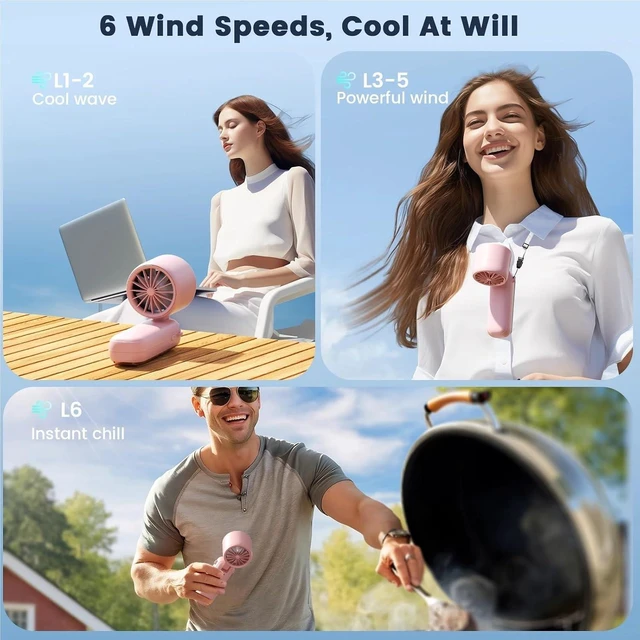 Alt view image 3 of 6 - Handheld Fan, Portable Handheld Fan Pocket Small Fans With Air Turbo Tech,for Outdoors/Travel/Camping