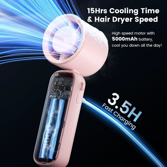 Alt view image 6 of 6 - Handheld Fan, Portable Handheld Fan Pocket Small Fans With Air Turbo Tech,for Outdoors/Travel/Camping