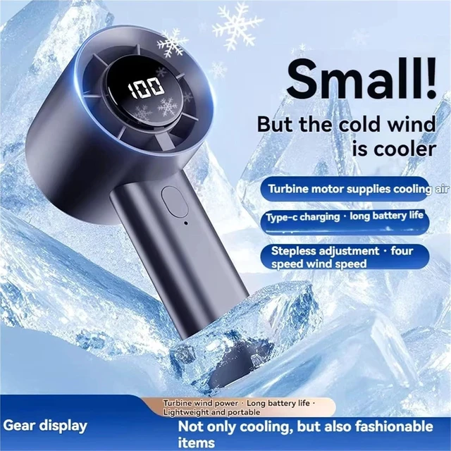 Alt view image 3 of 7 - Handheld Fan, Portable Ice Cooling Mini Handheld Fan 100 Speeds Powerful High-speed USB Rechargeable Cooler,for Outdoors/Travel/Camping(Pink)