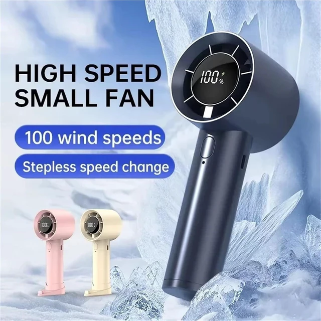 Alt view image 4 of 7 - Handheld Fan, Portable Ice Cooling Mini Handheld Fan 100 Speeds Powerful High-speed USB Rechargeable Cooler,for Outdoors/Travel/Camping(Pink)