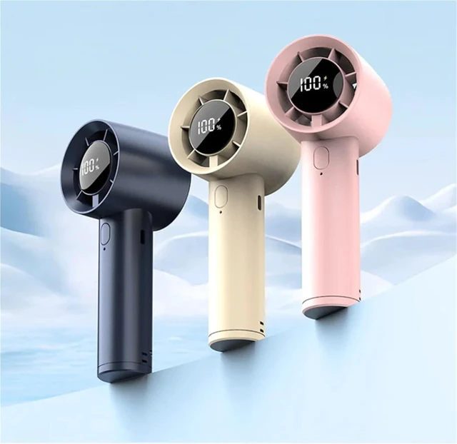Alt view image 7 of 7 - Handheld Fan, Portable Ice Cooling Mini Handheld Fan 100 Speeds Powerful High-speed USB Rechargeable Cooler,for Outdoors/Travel/Camping(Pink)