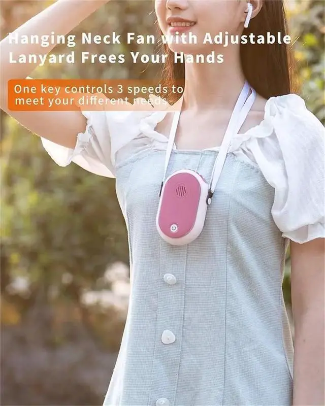Alt view image 4 of 4 - Handheld Fan, 2Pcs Mini Portable Rechargeable Hanging Neck Fan with Adjustable Lanyard 3 Speed,for Travel, Office(Gray)