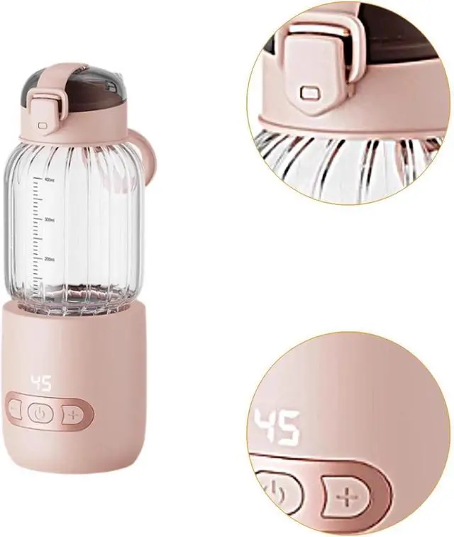 Alt view image 3 of 7 - Portable Milk Warmer Electric Water Bottle Picnic 250ml, Pink 400ml
