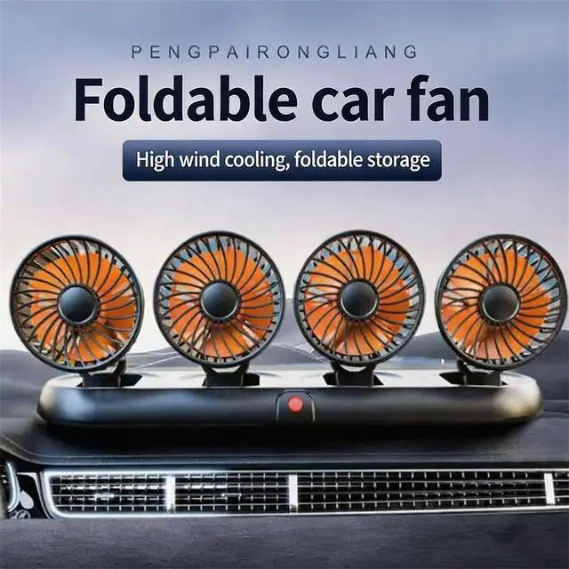 Alt view image 7 of 7 - Powerful 3 Speed USB Desk Fan 4 Head Small Electric Fan Perfect for Car with Quiet Operations and Safe Design Foldable Car Cooling