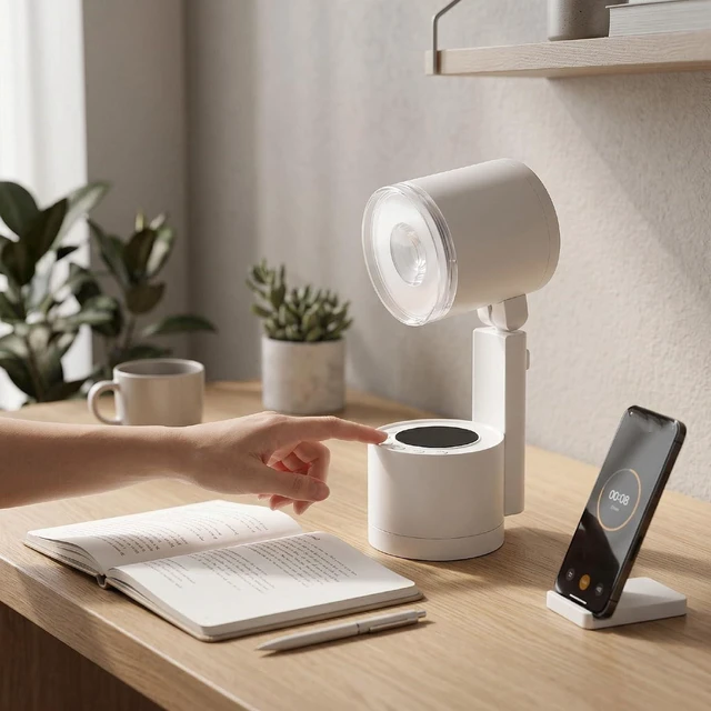 Alt view image 5 of 7 - USB Desk Fan Foldable Rechargeable 7200mAh LED Light, Desktop Fan, 100 Speed, for Bedroom Office Travel Camping