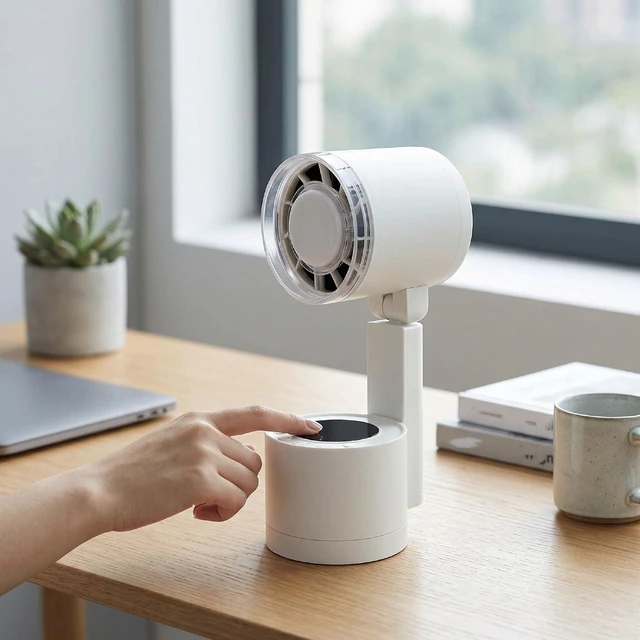 Alt view image 3 of 7 - USB Desk Fan Foldable Rechargeable 7200mAh LED Light, Desktop Fan, 100 Speed, for Bedroom Office Travel Camping