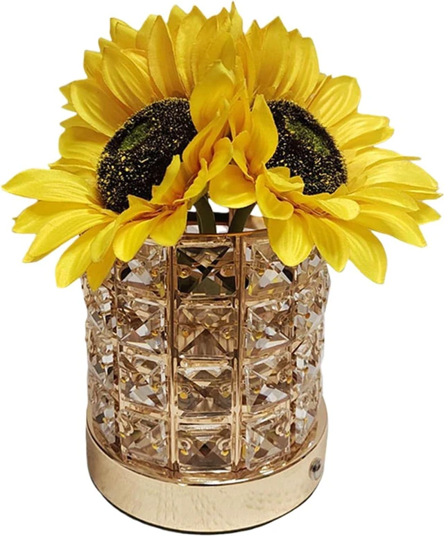 Main image of Sunflowers Shaped Crystal USB Gift Lamp Touch Dimmer and Color Changing Option for Special Occasions or Decoration Adjustable Brightness