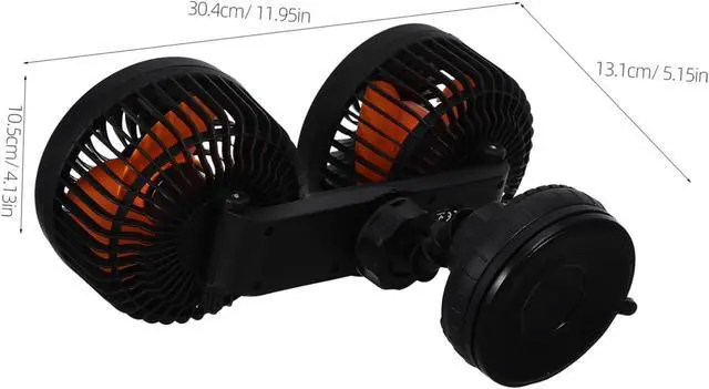 Alt view image 2 of 7 - Zerodeko Dual Head Rechargeable Car Fan with Suction Cup, 4000mah Battery, 3-speed Adjustable Silent
