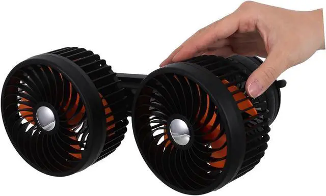 Alt view image 4 of 7 - Zerodeko Dual Head Rechargeable Car Fan with Suction Cup, 4000mah Battery, 3-speed Adjustable Silent