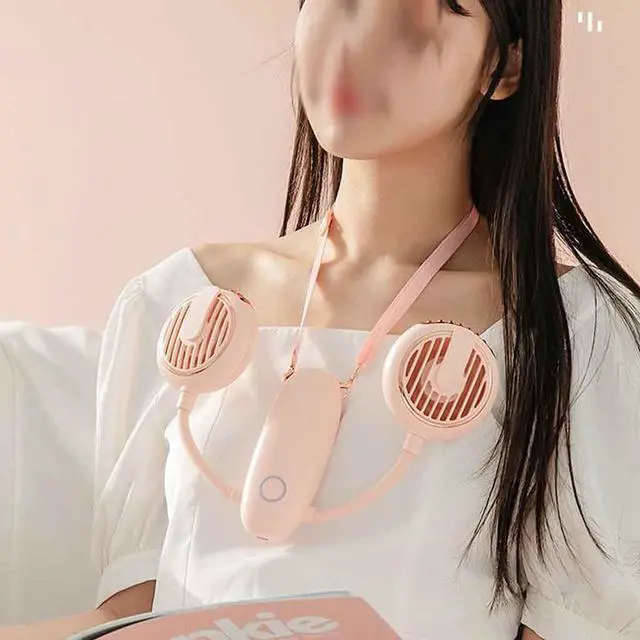 Alt view image 4 of 5 - Speed Hanging Fan, USB Dual Hanging Neck Fan 3-Speed Clip-On Waist Outdoor Travel Multicolor