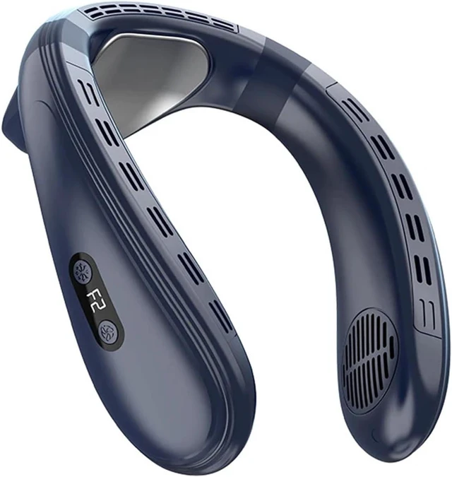 Alt view image 4 of 4 - Speed Hanging Fan, Neck Cooler Black Portable Semiconductor Cooling Bladeless Wearable
