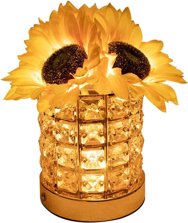 Alt view image 2 of 7 - Sunflowers Shaped Crystal USB Gift Lamp Touch Dimmer and Color Changing Option for Special Occasions or Decoration Adjustable Brightness