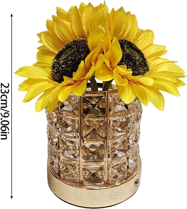 Alt view image 7 of 7 - Sunflowers Shaped Crystal USB Gift Lamp Touch Dimmer and Color Changing Option for Special Occasions or Decoration Adjustable Brightness
