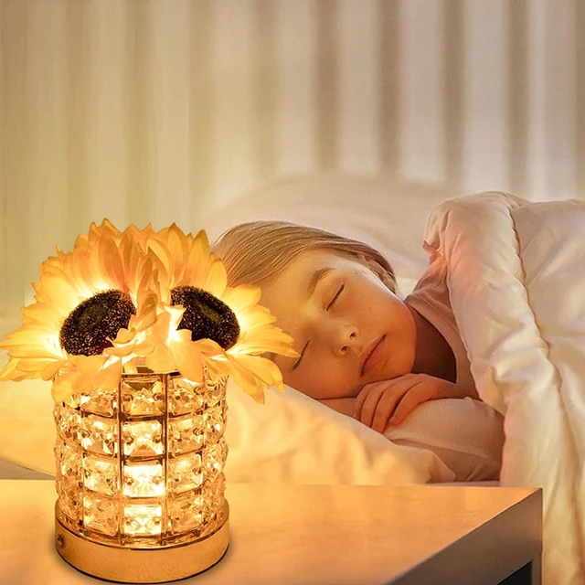 Alt view image 4 of 7 - Sunflowers Shaped Crystal USB Gift Lamp Touch Dimmer and Color Changing Option for Special Occasions or Decoration Adjustable Brightness