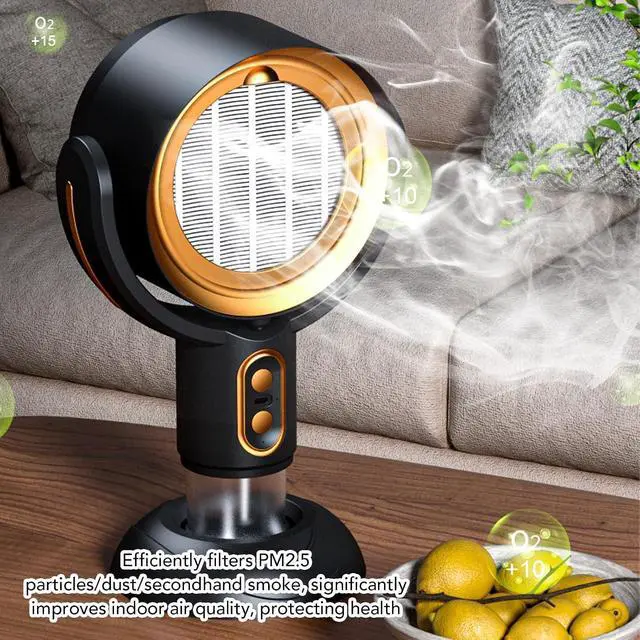 Alt view image 3 of 7 - Smoke Fan USB Rechargeable Quiet Angle Adjustable Detachable Desktop Smoke Purifier for Kitchen Cooking BBQ Black and Gold