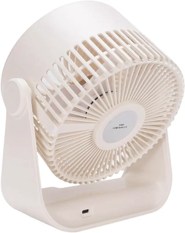 Alt view image 7 of 7 - Qinlorgo 3 Speeds Quiet Desktop Fan, 3D Surround Airflow Desk Fan USB Rechargeable, Bedroom Home Office Fans