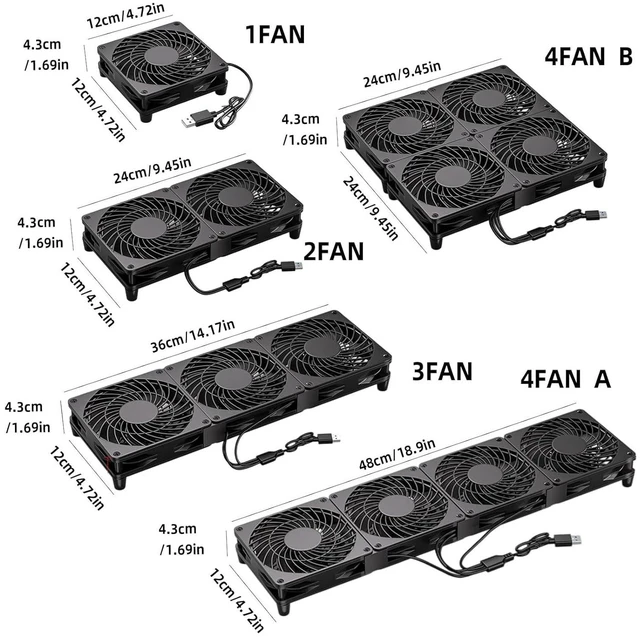Alt view image 4 of 7 - 12Cm USB Cooling Device with Controller for Computer Enclosure Electronics and Gaming Console Low Noise Design