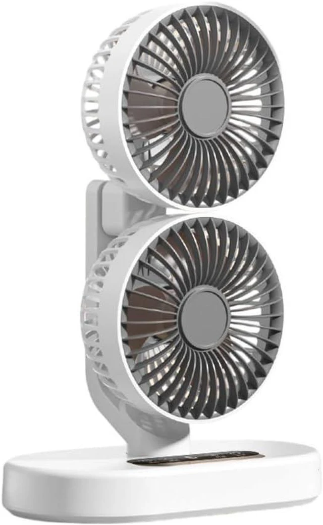 Main image of Rechargeable USB Dual-Head Fan, Dual Head Cooling Fan, Desk Fan For Bedroom, Quiet Table Fan, 360° Rotation 6 Quiet Speeds, 9 Hour Timer, Dual-head Oscillating Desktop Fan