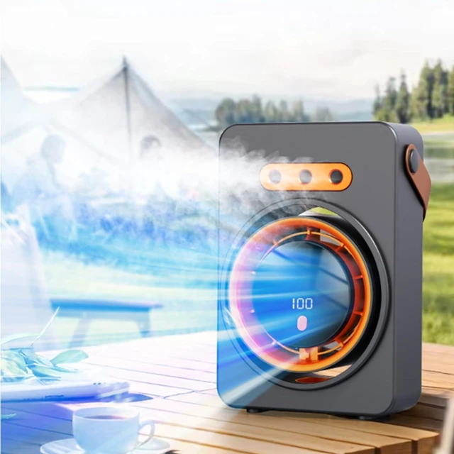 Alt view image 7 of 7 - Humidifying Fan Carrying Strap USB-Powered Desktop Fan Cord Convenience Climate Device, Off-white
