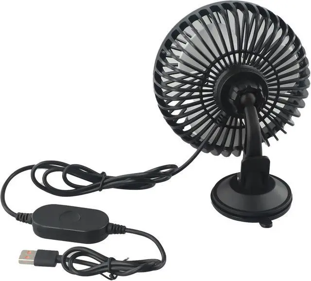 Alt view image 2 of 7 - USB Car Fan with Adjustable Airflow and Suction Cup, Compact Design for 12/24V Vehicles and Home Use (suction cup)