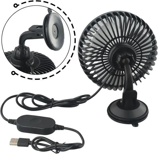Alt view image 4 of 7 - USB Car Fan with Adjustable Airflow and Suction Cup, Compact Design for 12/24V Vehicles and Home Use (suction cup)