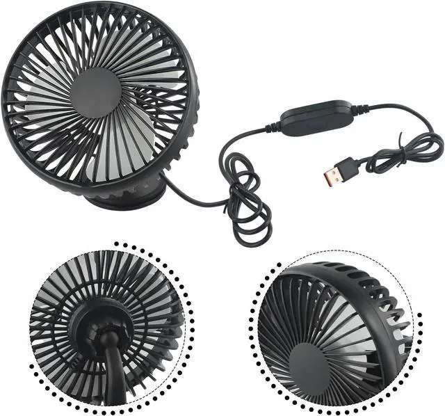 Alt view image 5 of 7 - USB Car Fan with Adjustable Airflow and Suction Cup, Compact Design for 12/24V Vehicles and Home Use (suction cup)