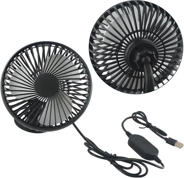 Alt view image 6 of 7 - USB Car Fan with Adjustable Airflow and Suction Cup, Compact Design for 12/24V Vehicles and Home Use (suction cup)
