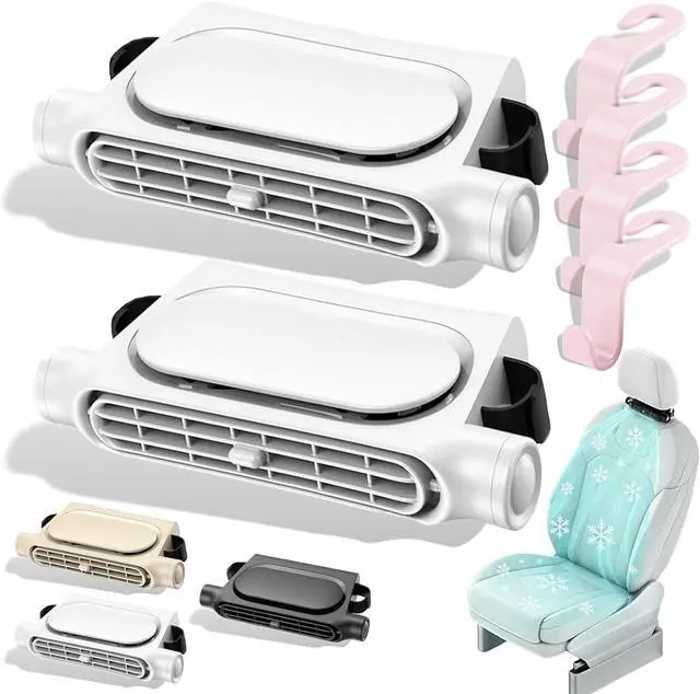 Main image of Car Seat Fan for Front and Rear Passengers, USB Powered/Rechargeable Headrest Fan, Portable 3-Speed Quiet Carseat Fans for Rear Facing Car Seat, SUV, Truck, RV, Travel (White*2, Rechargeable)