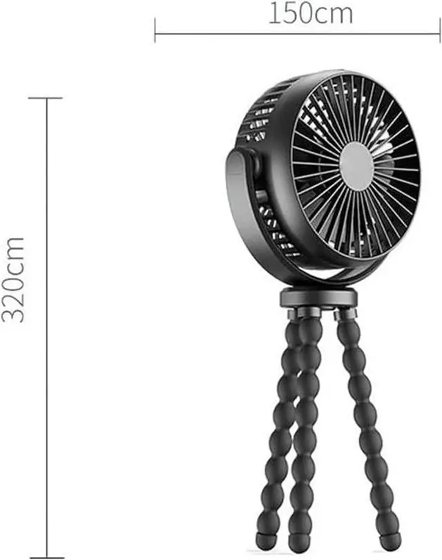 Alt view image 2 of 7 - fan, 3 Speed USB Rechargeable Desk Fan With Flexible Folding Tripod 360° Rotation(Black,2600mah)