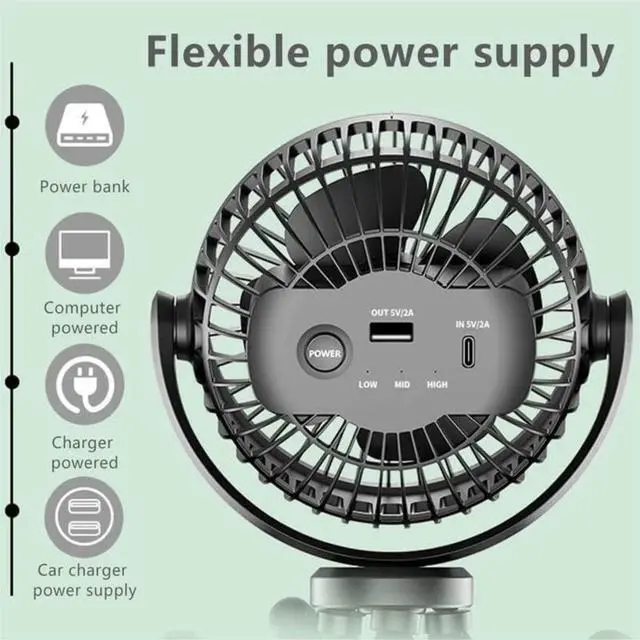 Alt view image 4 of 7 - fan, 3 Speed USB Rechargeable Desk Fan With Flexible Folding Tripod 360° Rotation(Black,2600mah)