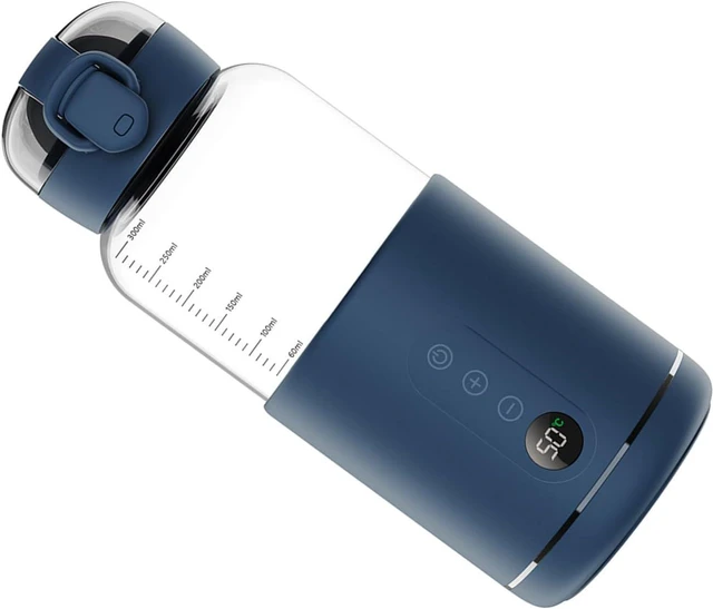 Alt view image 3 of 5 - Portable Baby Formula Water Warmer 300ml Safe Temperature Display for Outdoor Travel, FoodGraded Material, Wireless Fast Heating, Borosilicate Glass and Stainless Steel Construction (Blue)