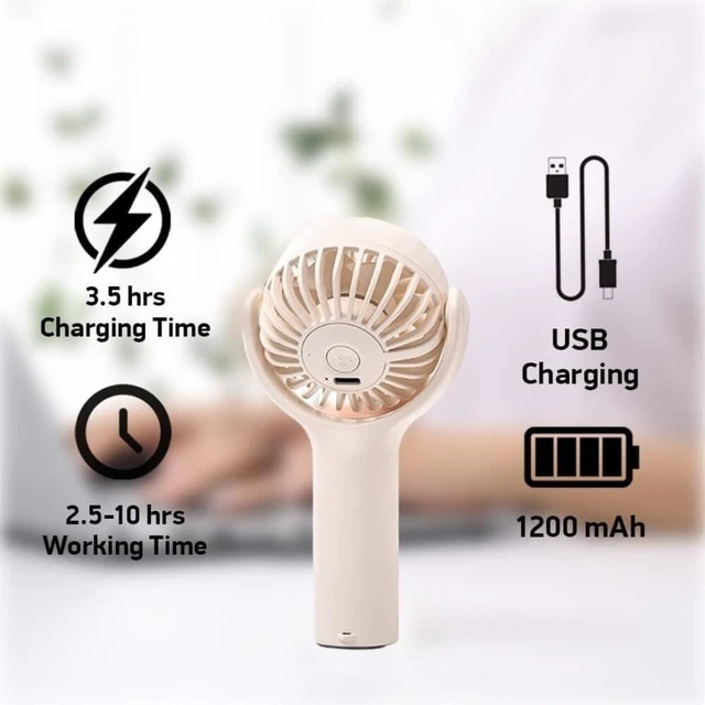 Alt view image 4 of 7 - Cooling Fan For Home Office Travel 3 Speed Settings Small Fan Desk With Stable Base 360° Shaking Head Design Personal(A)
