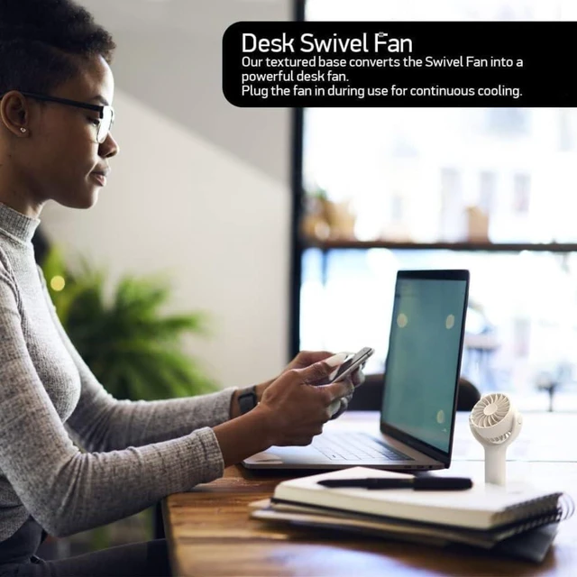 Alt view image 5 of 7 - Cooling Fan For Home Office Travel 3 Speed Settings Small Fan Desk With Stable Base 360° Shaking Head Design Personal(A)