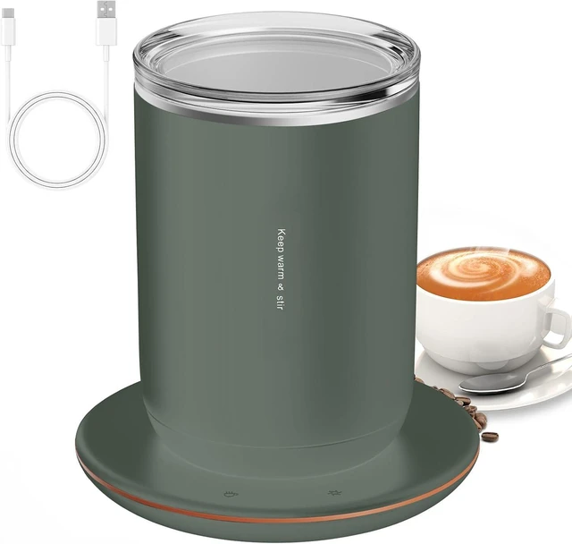 Main image of Self Stirring Coffee Mug, 304 Stainless Steel Magnetic Stirring Cup with 131F Constant Temperature, 300ml USB Powered Warmer for Home Kitchen Office Desk (Green)