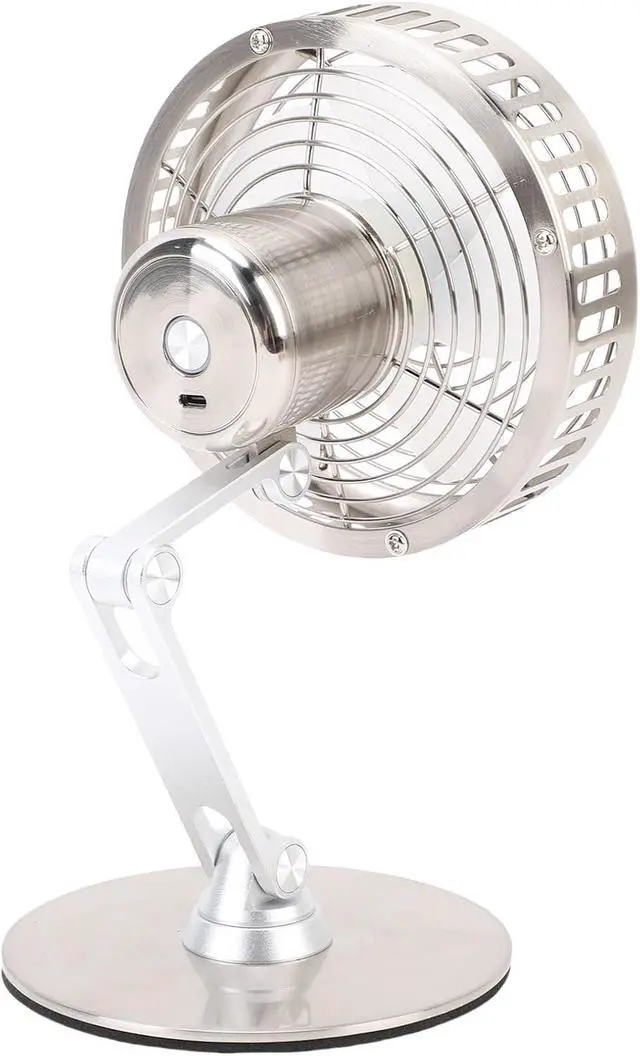 Alt view image 3 of 7 - AUNMAS Desk Fan USB Desktop Metal Fan with 3 Speeds 360 Rotation Rechargeable 2200mAh Battery Quiet Portable Table for Home Office Travel (Silver)