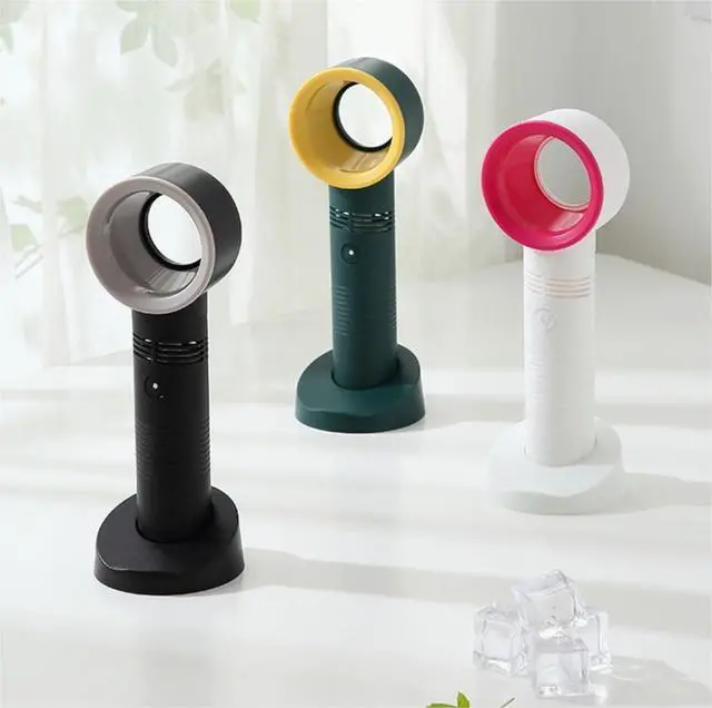 Alt view image 7 of 7 - Cooling Fan For Home Office Travel 3 Speed Desk Fan With Stable Base USB Rechargeable Bladeless Handheld Quiet(White)