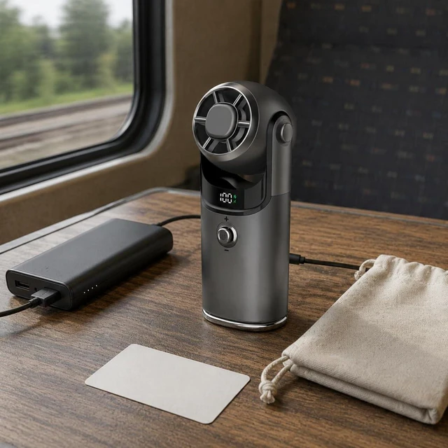 Alt view image 7 of 7 - Bladeless Pocket Fan Portable Mini USB Fan High-Speed Small Appliance for Outdoor, Silver