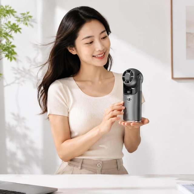 Alt view image 4 of 7 - Bladeless Pocket Fan Portable Mini USB Fan High-Speed Small Appliance for Outdoor, Silver